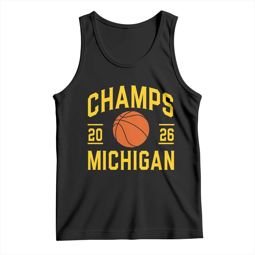 Michigan Hoops Champions Graphic Tank Top 2026 Basketball Victory Pride TS12 Black Print Your Wear