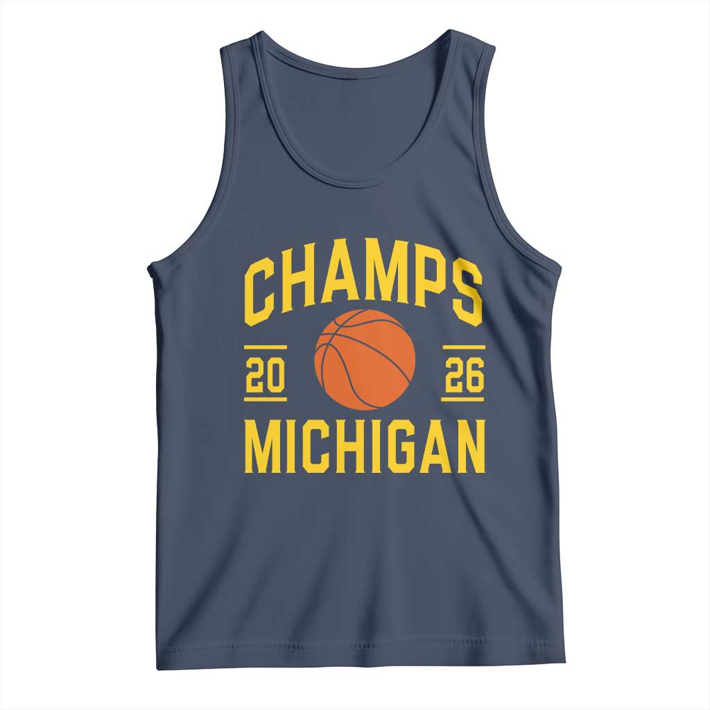 Michigan Hoops Champions Graphic Tank Top 2026 Basketball Victory Pride TS12 Navy Print Your Wear