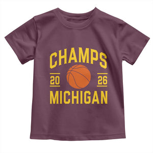Michigan Hoops Champions Graphic Toddler T Shirt 2026 Basketball Victory Pride TS12 Maroon Print Your Wear