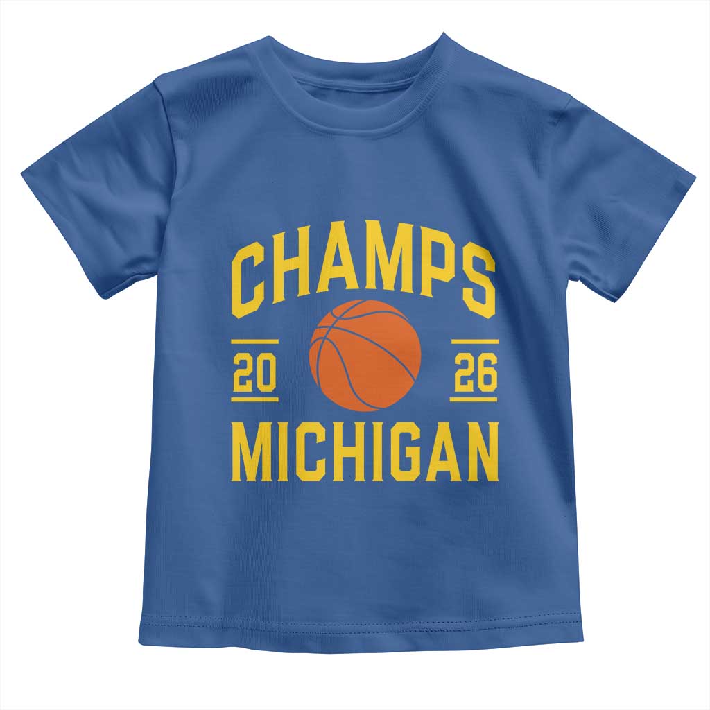Michigan Hoops Champions Graphic Toddler T Shirt 2026 Basketball Victory Pride TS12 Royal Blue Print Your Wear