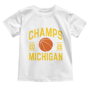 Michigan Hoops Champions Graphic Toddler T Shirt 2026 Basketball Victory Pride TS12 White Print Your Wear