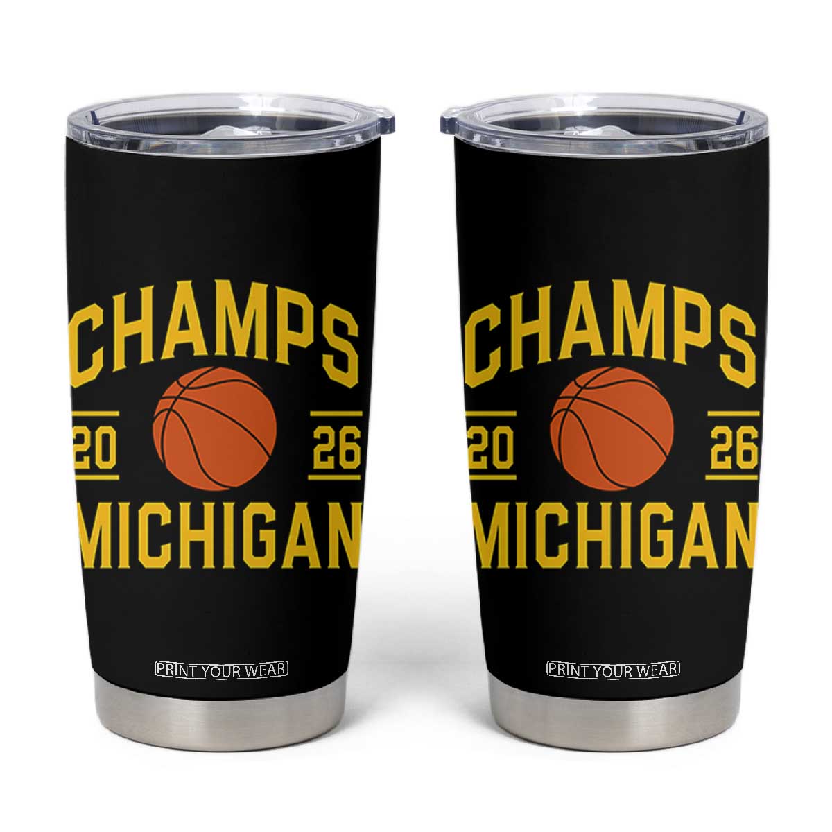 Michigan Hoops Champions Graphic Tumbler Cup 2026 Basketball Victory Pride TS12 Black Print Your Wear