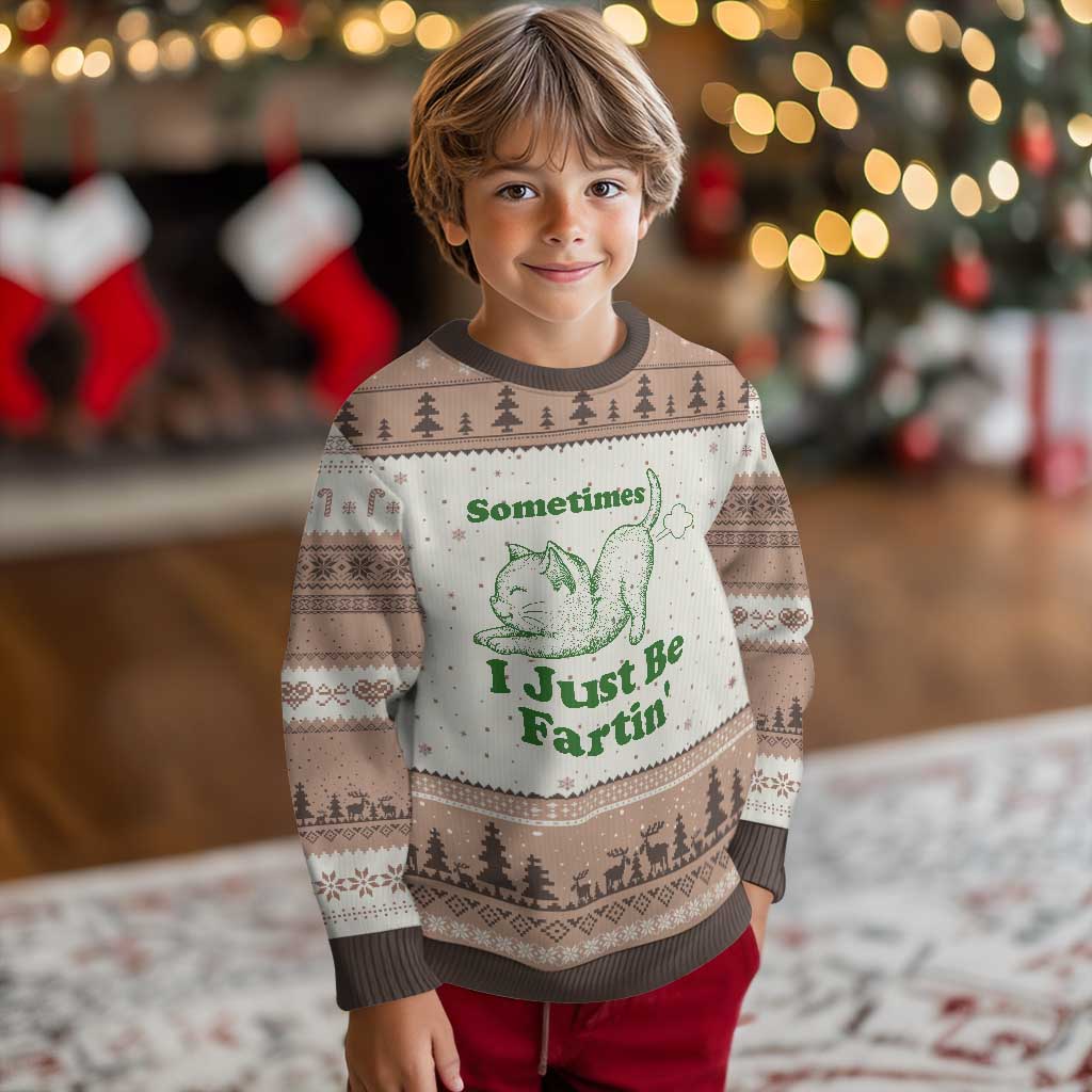 Funny Cat Sometimes I Just Be Fartin Ugly Christmas Sweater Pet Lover TS12 Mocha Mousse Print Your Wear