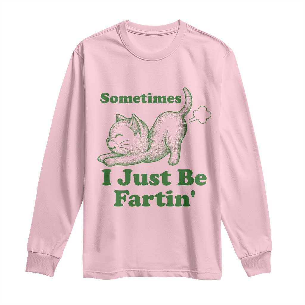 Funny Cat Sometimes I Just Be Fartin Long Sleeve Shirt Pet Lover TS12 Light Pink Print Your Wear