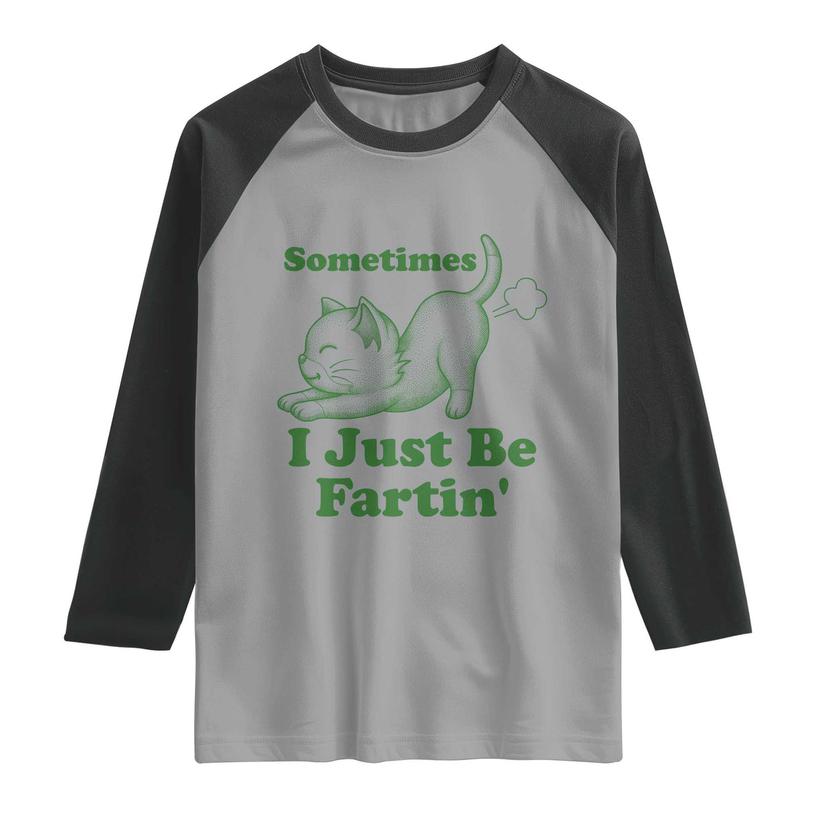 Funny Cat Sometimes I Just Be Fartin Raglan Shirt Pet Lover TS12 Sport Gray Black Print Your Wear