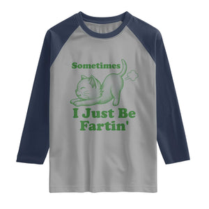 Funny Cat Sometimes I Just Be Fartin Raglan Shirt Pet Lover TS12 Sport Gray Navy Print Your Wear