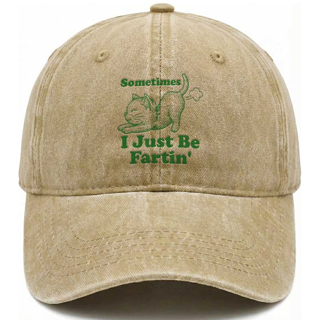 Funny Cat Sometimes I Just Be Fartin Washed Cotton Baseball Cap Pet Lover TS12 Print Your Wear