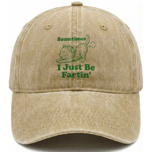 Funny Cat Sometimes I Just Be Fartin Washed Cotton Baseball Cap Pet Lover TS12 Print Your Wear