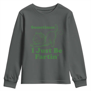Funny Cat Sometimes I Just Be Fartin Youth Sweatshirt Pet Lover TS12 Dark Heather Print Your Wear