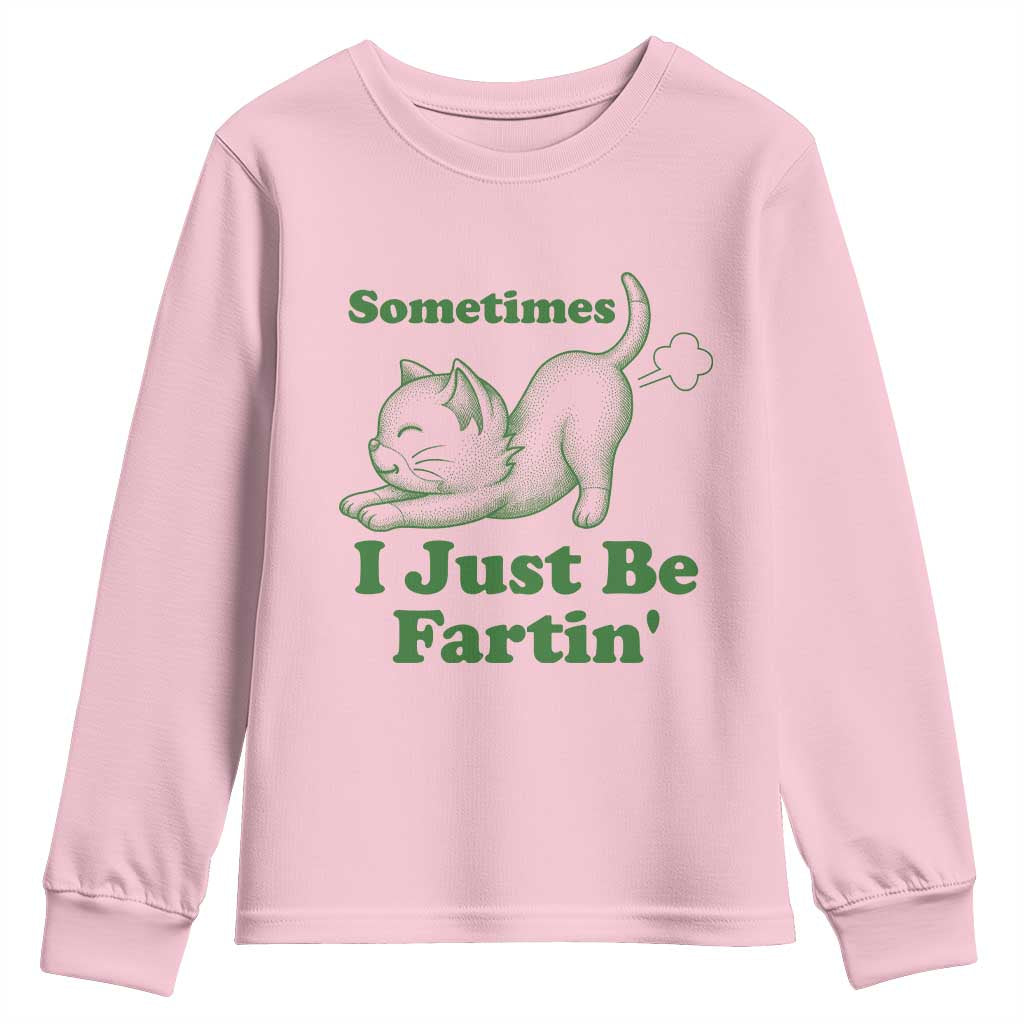 Funny Cat Sometimes I Just Be Fartin Youth Sweatshirt Pet Lover TS12 Light Pink Print Your Wear
