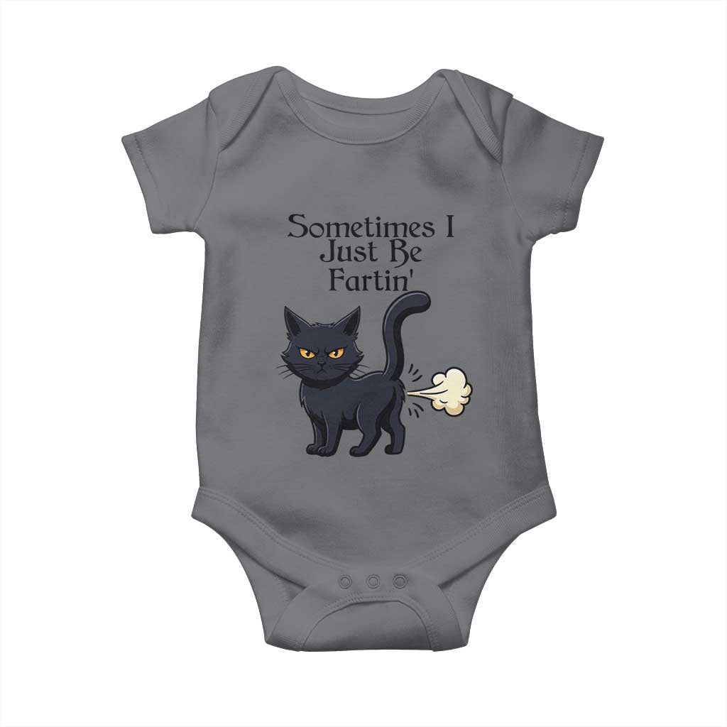Funny Black Cat Bathroom Humor Baby Onesie Sometimes I Just Be Fartin TS12 Charcoal Print Your Wear