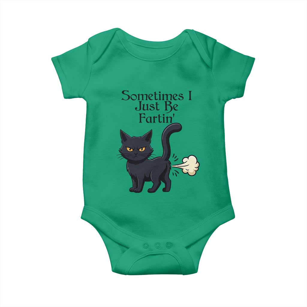 Funny Black Cat Bathroom Humor Baby Onesie Sometimes I Just Be Fartin TS12 Irish Green Print Your Wear