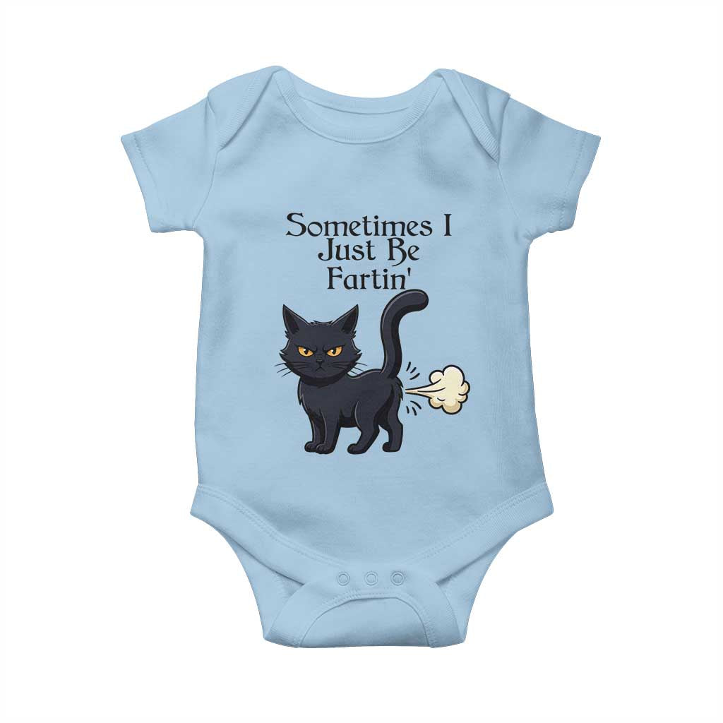 Funny Black Cat Bathroom Humor Baby Onesie Sometimes I Just Be Fartin TS12 Light Blue Print Your Wear