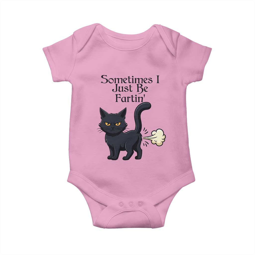 Funny Black Cat Bathroom Humor Baby Onesie Sometimes I Just Be Fartin TS12 Light Pink Print Your Wear