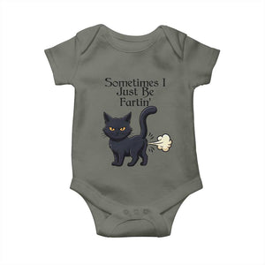 Funny Black Cat Bathroom Humor Baby Onesie Sometimes I Just Be Fartin TS12 Military Green Print Your Wear