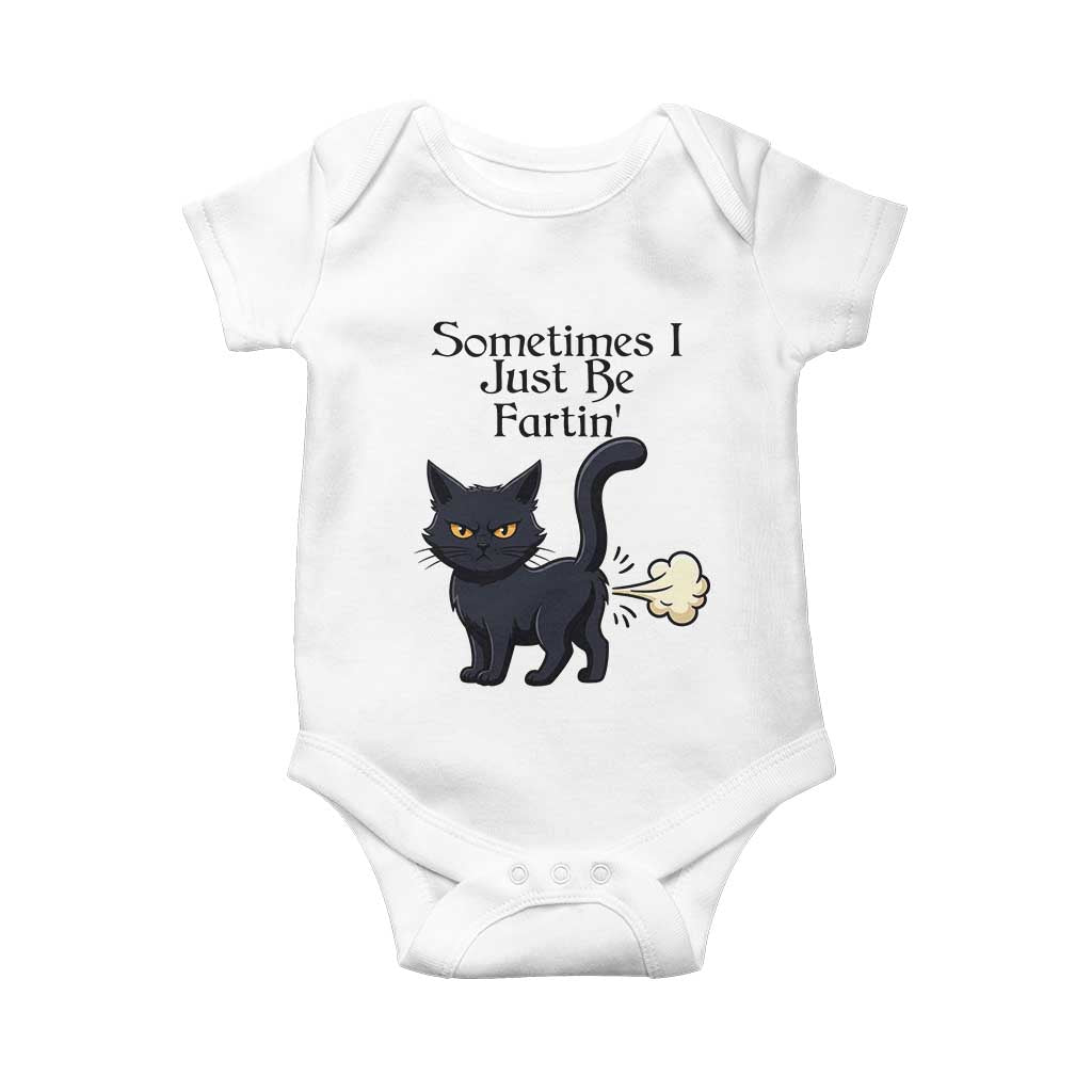 Funny Black Cat Bathroom Humor Baby Onesie Sometimes I Just Be Fartin TS12 White Print Your Wear