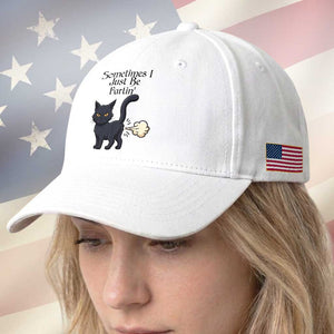 Funny Black Cat Bathroom Humor Baseball Cap Sometimes I Just Be Fartin TS12 Print Your Wear