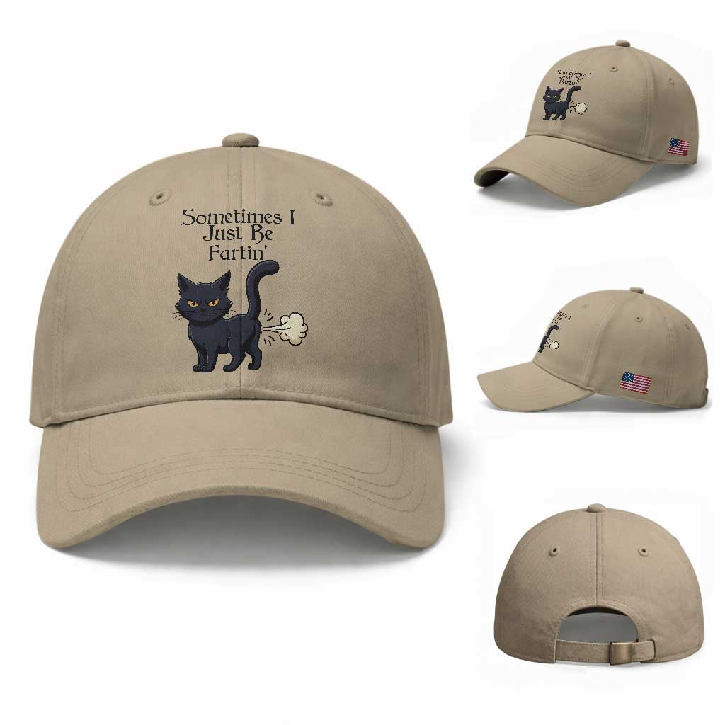 Funny Black Cat Bathroom Humor Baseball Cap Sometimes I Just Be Fartin TS12 Baseball Cap Universal Fit Khaki Print Your Wear