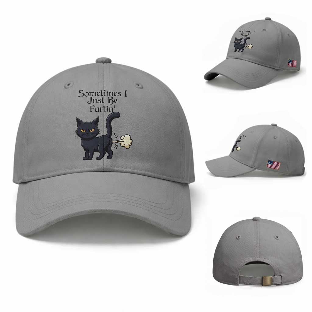 Funny Black Cat Bathroom Humor Baseball Cap Sometimes I Just Be Fartin TS12 Baseball Cap Universal Fit Sport Gray Print Your Wear