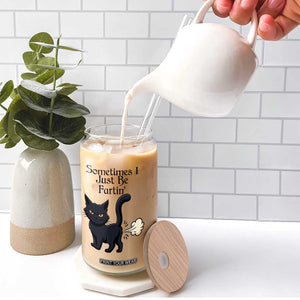 Funny Black Cat Bathroom Humor Glass Can Sometimes I Just Be Fartin TS12 Print Your Wear