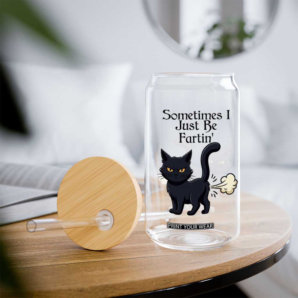 Funny Black Cat Bathroom Humor Glass Can Sometimes I Just Be Fartin TS12 Print Your Wear