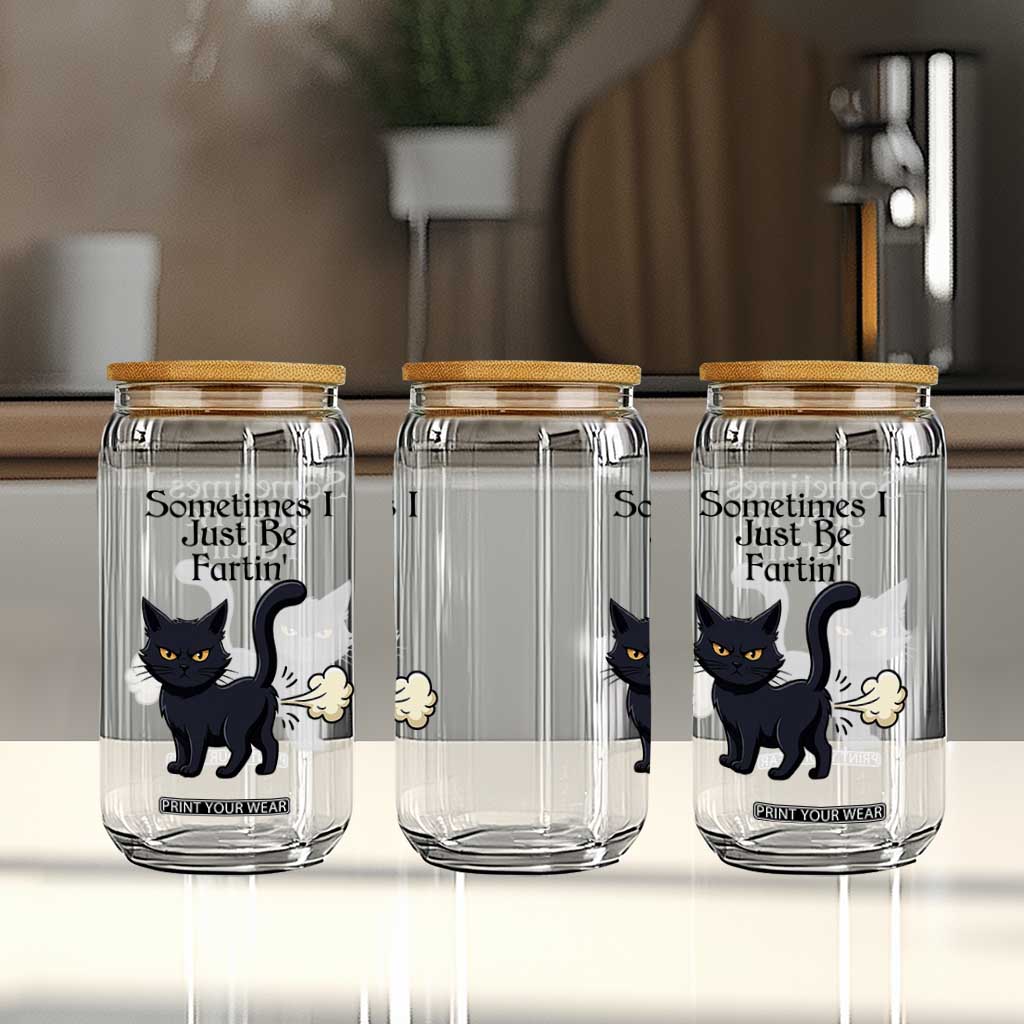 Funny Black Cat Bathroom Humor Glass Can Sometimes I Just Be Fartin TS12 Print Your Wear