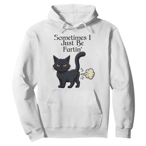 Funny Black Cat Bathroom Humor Hoodie Sometimes I Just Be Fartin TS12 White Print Your Wear