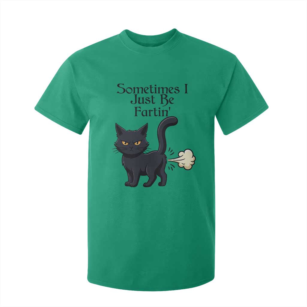 Funny Black Cat Bathroom Humor T Shirt For Kid Sometimes I Just Be Fartin TS12 Irish Green Print Your Wear