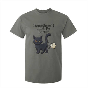 Funny Black Cat Bathroom Humor T Shirt For Kid Sometimes I Just Be Fartin TS12 Military Green Print Your Wear