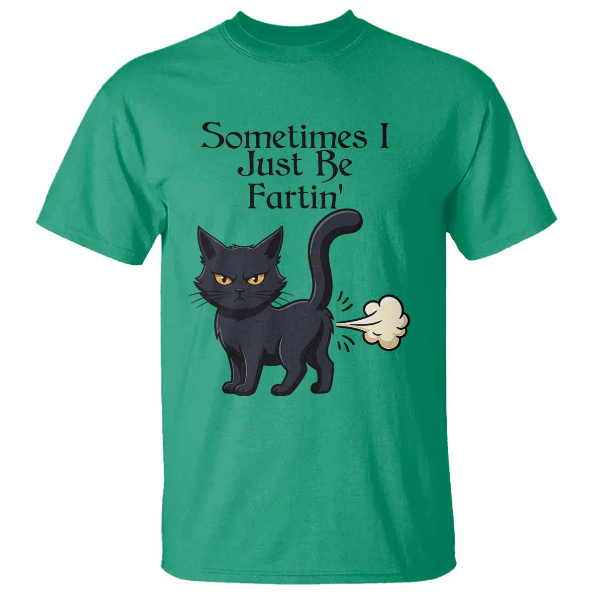 Funny Black Cat Bathroom Humor T Shirt Sometimes I Just Be Fartin TS12 Irish Green Print Your Wear