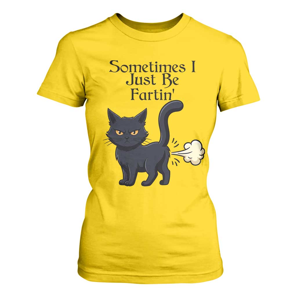 Funny Black Cat Bathroom Humor T Shirt For Women Sometimes I Just Be Fartin TS12 Daisy Print Your Wear