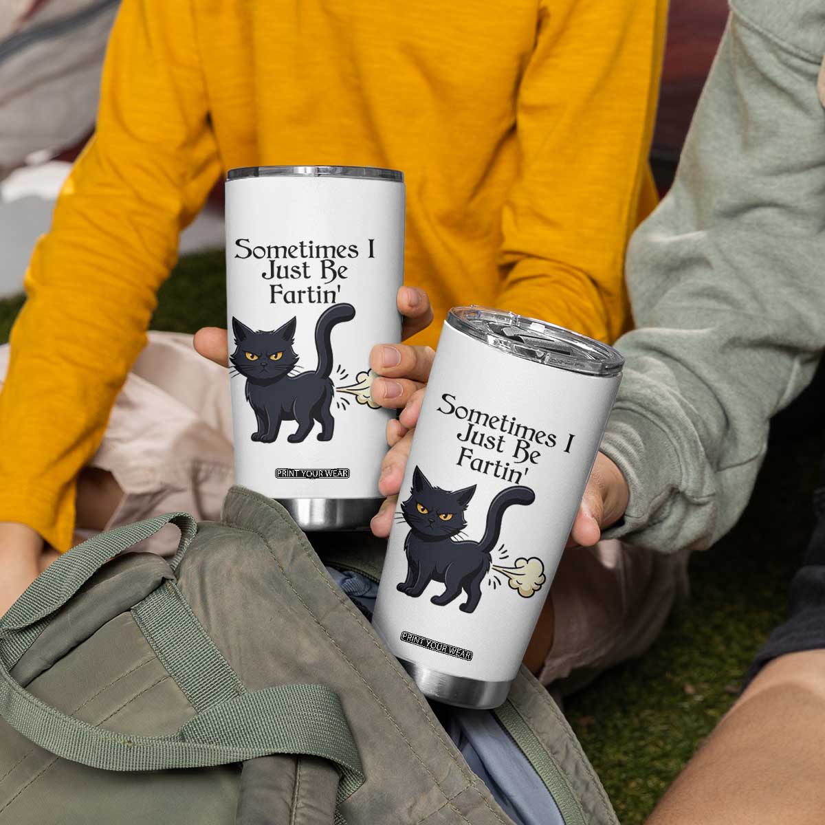 Funny Black Cat Bathroom Humor Tumbler Cup Sometimes I Just Be Fartin TS12 Print Your Wear