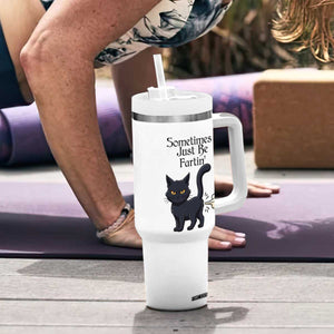 Funny Black Cat Bathroom Humor Tumbler With Handle Sometimes I Just Be Fartin TS12 Print Your Wear