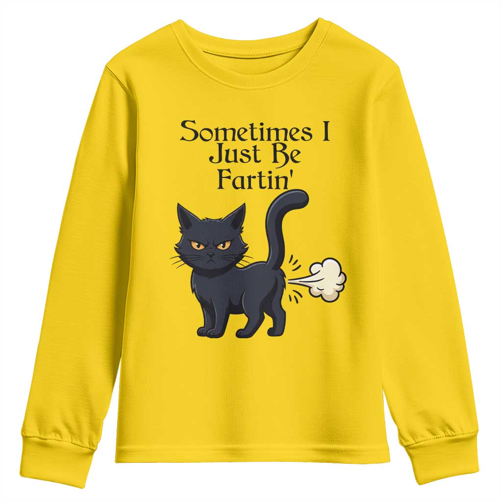 Funny Black Cat Bathroom Humor Youth Sweatshirt Sometimes I Just Be Fartin TS12 Daisy Print Your Wear
