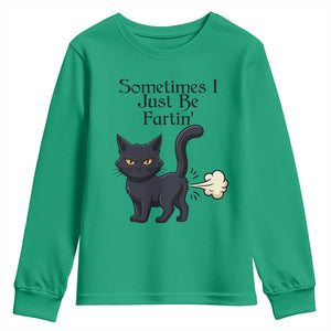 Funny Black Cat Bathroom Humor Youth Sweatshirt Sometimes I Just Be Fartin TS12 Irish Green Print Your Wear