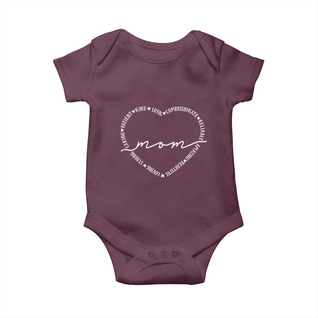Mothers Day Mom Quotes Baby Onesie Heart Shape Loving Typography Gift TS12 Maroon Print Your Wear