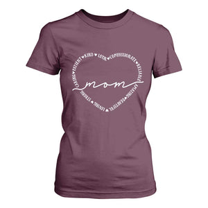 Mothers Day Mom Quotes T Shirt For Women Heart Shape Loving Typography Gift TS12 Maroon Print Your Wear