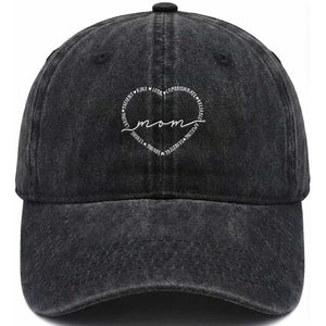 Mothers Day Mom Quotes Washed Cotton Baseball Cap Heart Shape Loving Typography Gift TS12 Print Your Wear