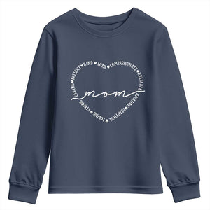 Mothers Day Mom Quotes Youth Sweatshirt Heart Shape Loving Typography Gift TS12 Navy Print Your Wear