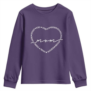 Mothers Day Mom Quotes Youth Sweatshirt Heart Shape Loving Typography Gift TS12 Purple Print Your Wear