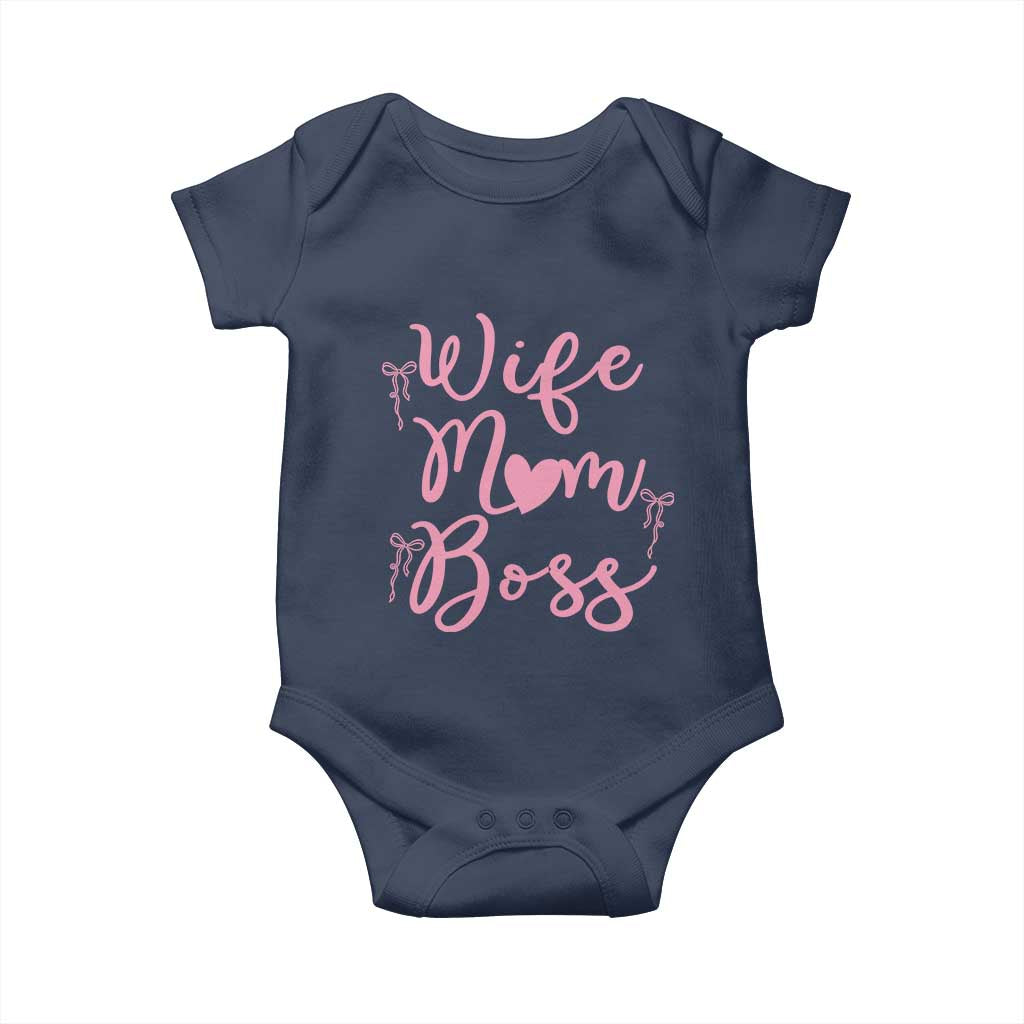 Funny Wife Mom Boss Baby Onesie Girly Pink Bows Mothers Day Gift TS12 Navy Print Your Wear