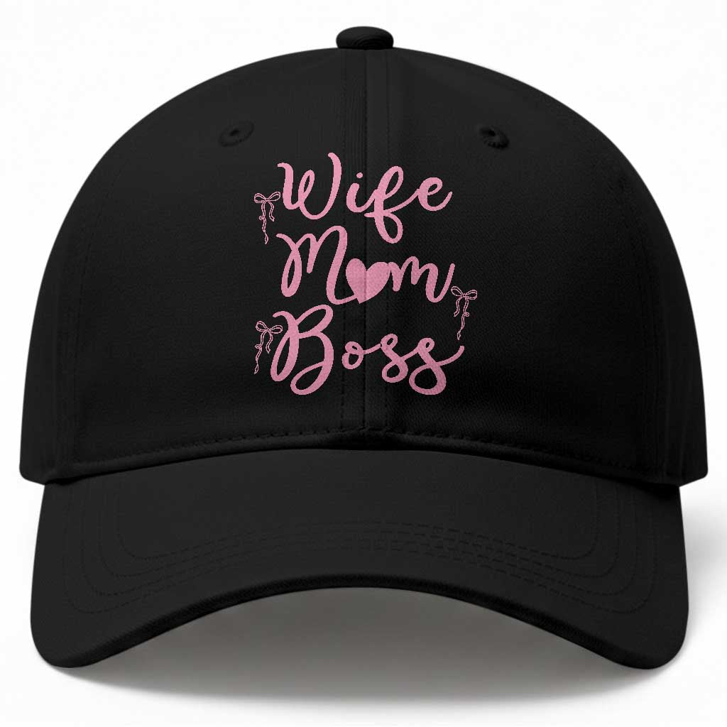 Funny Wife Mom Boss Baseball Cap Girly Pink Bows Mothers Day Gift TS12 Print Your Wear