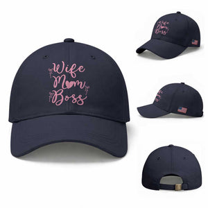 Funny Wife Mom Boss Baseball Cap Girly Pink Bows Mothers Day Gift TS12 Baseball Cap Universal Fit Navy Print Your Wear