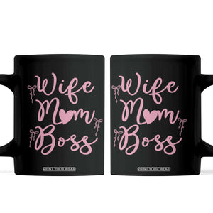 Funny Wife Mom Boss Coffee Mug Girly Pink Bows Mothers Day Gift TS12 Black Print Your Wear