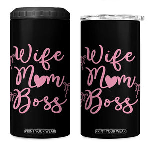 Funny Wife Mom Boss 4 in 1 Can Cooler Tumbler Girly Pink Bows Mothers Day Gift TS12 One Size: 16 oz Black Print Your Wear