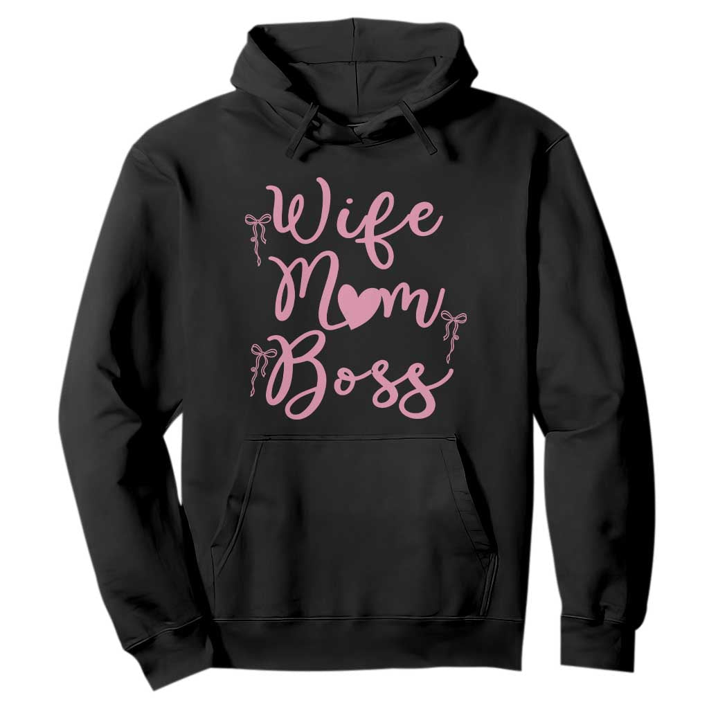 Funny Wife Mom Boss Hoodie Girly Pink Bows Mothers Day Gift TS12 Black Print Your Wear