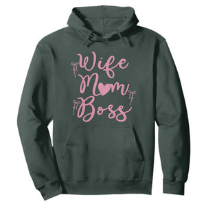 Funny Wife Mom Boss Hoodie Girly Pink Bows Mothers Day Gift TS12 Dark Forest Green Print Your Wear