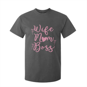 Funny Wife Mom Boss T Shirt For Kid Girly Pink Bows Mothers Day Gift TS12 Dark Heather Print Your Wear