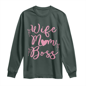 Funny Wife Mom Boss Long Sleeve Shirt Girly Pink Bows Mothers Day Gift TS12 Dark Forest Green Print Your Wear