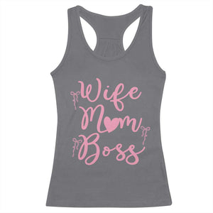 Funny Wife Mom Boss Racerback Tank Top Girly Pink Bows Mothers Day Gift TS12 Charcoal Print Your Wear